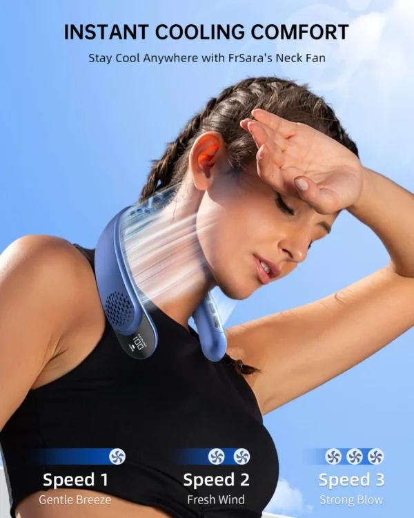 Portable Neck Fan 4 Turbo Hands Free Bladeless Neck Cooler 4000 mAh Battery Personal Wearable Fan 3 Speeds 360° Cooling Airflow - Image 16