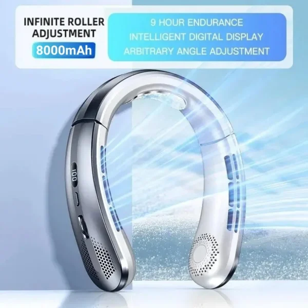 Xiaomi 8000mAh Hanging Neck Fan Portable Bladeless Mini USB Rechargeable Mute LED Digital Display Electric Fan Summer Air Cooler - Image 7