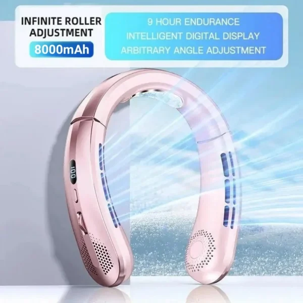 Xiaomi 8000mAh Hanging Neck Fan Portable Bladeless Mini USB Rechargeable Mute LED Digital Display Electric Fan Summer Air Cooler - Image 8