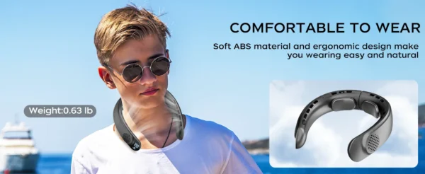 Portable Neck Fan 4 Turbo Hands Free Bladeless Neck Cooler 4000 mAh Battery Personal Wearable Fan 3 Speeds 360° Cooling Airflow - Image 14