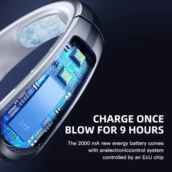Xiaomi 8000mAh Hanging Neck Fan Portable Bladeless Mini USB Rechargeable Mute LED Digital Display Electric Fan Summer Air Cooler - Image 4