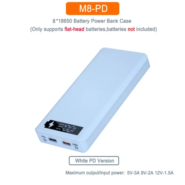 PD QC3.0 Quick Charge Battery 8 x18650 Power Bank Case Welding Free Dual USB 18650 Holder Storage Box Powerbank For Mobile Phone - Image 10