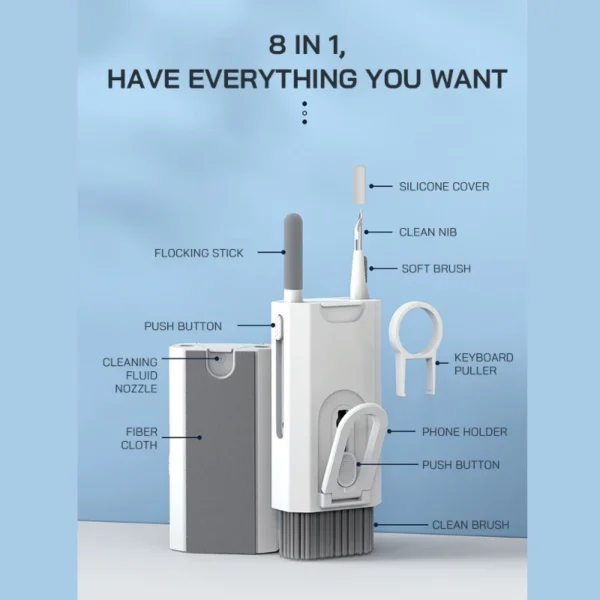 8 in 1 Cleaner Kit Computer Keyboard Cleaner Brush Earphones Cleaning Pen For Airpods Headset Phones Clean Tools Keycap Puller - Image 3