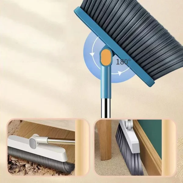 Brush And Shovel Broom And Dustpan Combination Set Vertical Folding Soft Fur Non-viscous Sweeping Broom 2 Pcs /set - Image 3