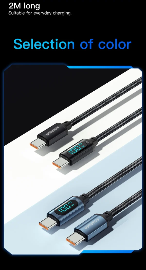 Essager Type C to Type C Cable 100W PD Fast Charging Charger USB C to USB C Display Cable For Xiaomi POCO F3 Realme Macbook iPad - Image 24