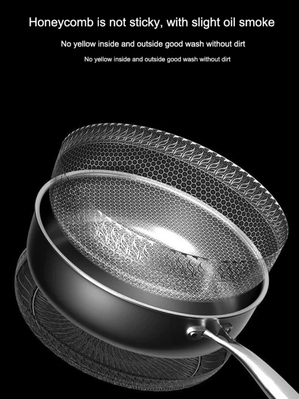 Whole Body Tri-Ply Stainless Steel Frying Pan 316 Stainless Steel Wok Pan Double-sided Honeycomb Skillet Suitable for All Stove - Image 11