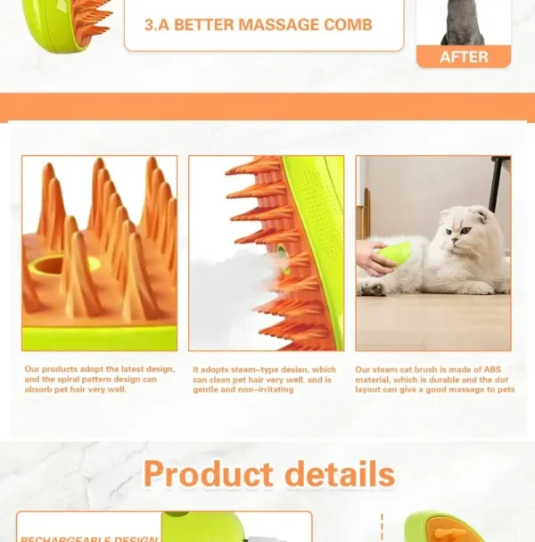 Cat Brush Steamy Dog Brush Electric Spray Cat Hair Brushes Pet Grooming Comb Hair Removal Massage Pet Accessories - Image 12