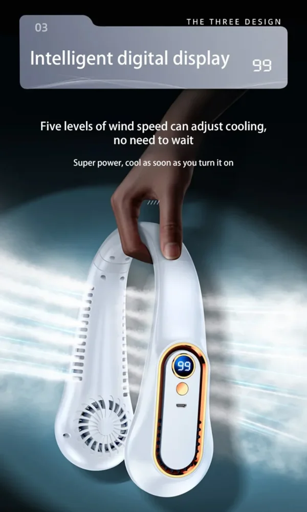 Xiaomi Hanging Neck Fan Portable Bladeless Neckband Fan Digital Display Power Air Cooler USB Rechargeable Electric Fans Summer - Image 17