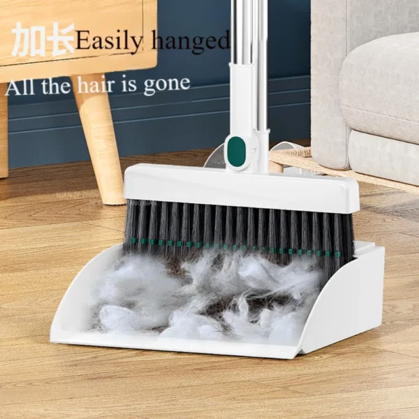 Household folding broom broom dustpan set Soft brush whisk broom strip non-stick hair sweeping cleaning and scraping - Image 4