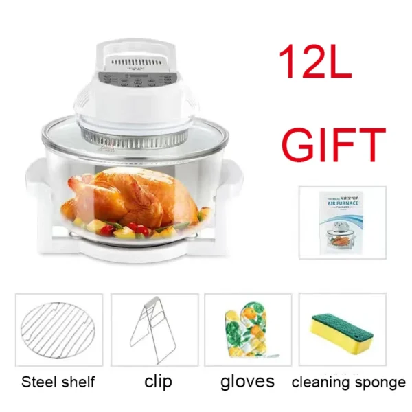 Household Oil-free Air fryer 12L smart visual glass lightwave oven multi-function electric fryer oven air oven - Image 5