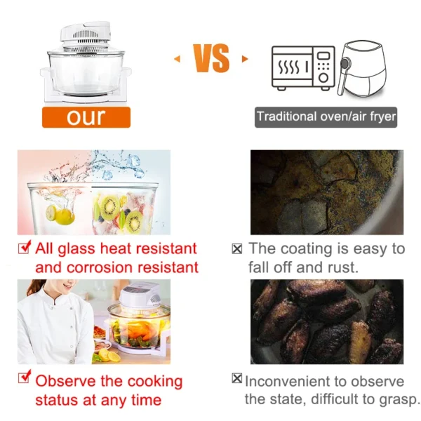 Household Oil-free Air fryer 12L smart visual glass lightwave oven multi-function electric fryer oven air oven - Image 4