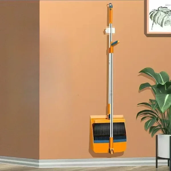 Household folding broom broom dustpan set Soft brush whisk broom strip non-stick hair sweeping cleaning and scraping - Image 7