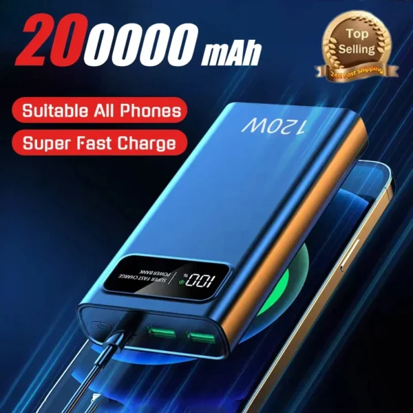 200000mAh Power Bank 120W Super Fast Charging Battery High Capacity Digital Display Power Bank For Huawei Xiaomi iphone Samsung - Image 2