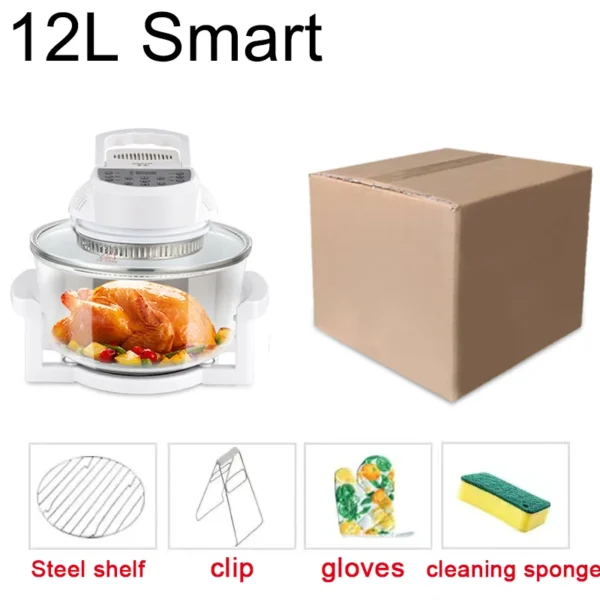 Household Oil-free Air fryer 12L smart visual glass lightwave oven multi-function electric fryer oven air oven - Image 7