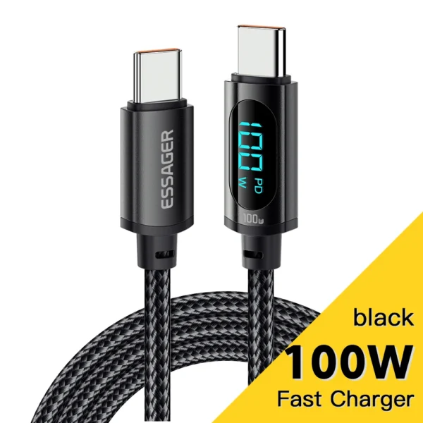 Essager Type C to Type C Cable 100W PD Fast Charging Charger USB C to USB C Display Cable For Xiaomi POCO F3 Realme Macbook iPad - Image 8