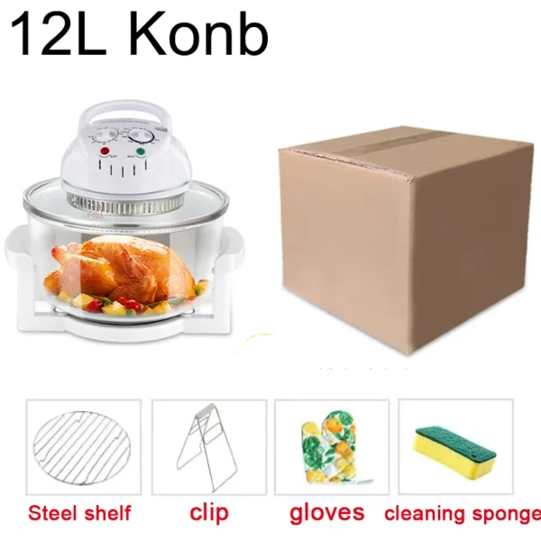 Household Oil-free Air fryer 12L smart visual glass lightwave oven multi-function electric fryer oven air oven - Image 8