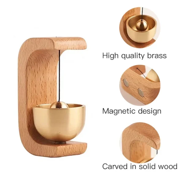 Dopamine Wind-bell Magnetic Inhalation Home Wind-bell Beech Car Into The Door To Remind The Bell Copper Bell Walnut Copper Ornam - Image 12