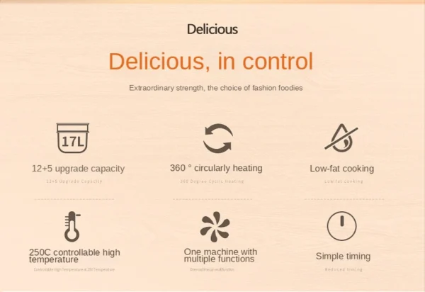 Household Oil-free Air fryer 12L smart visual glass lightwave oven multi-function electric fryer oven air oven - Image 12