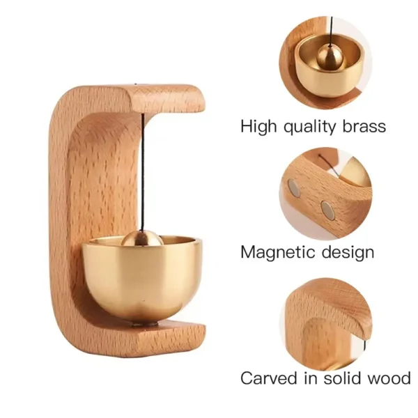 Dopamine Wind-bell Magnetic Inhalation Home Wind-bell Beech Car Into The Door To Remind The Bell Copper Bell Walnut Copper Ornam - Image 5