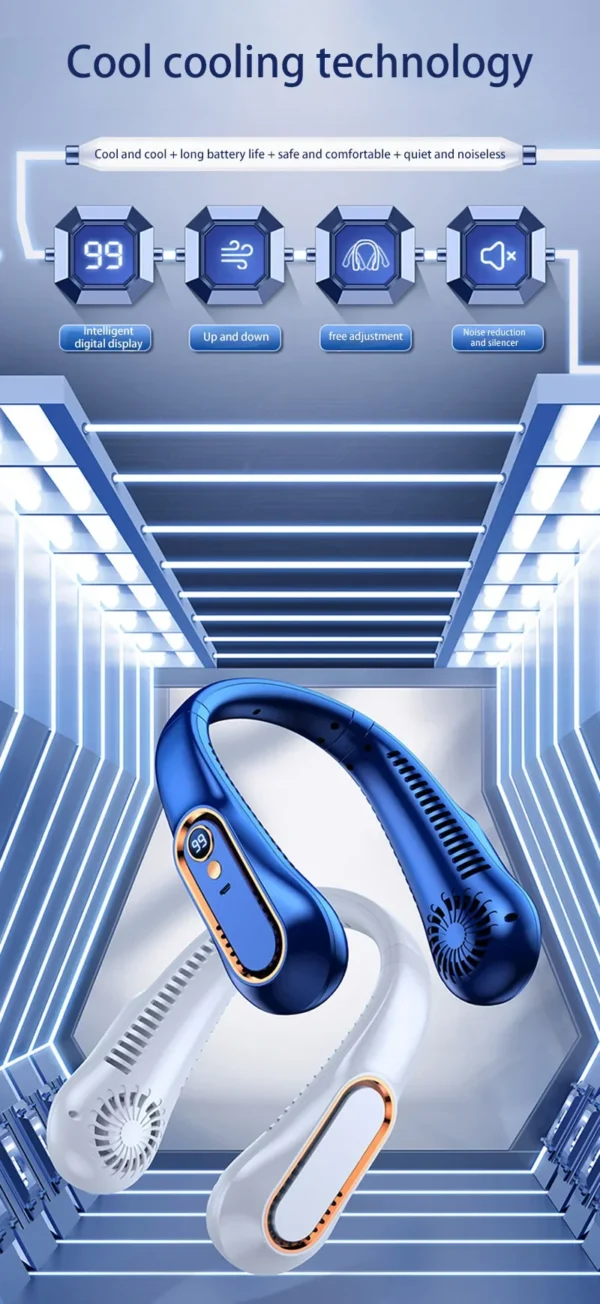 Xiaomi Hanging Neck Fan Portable Bladeless Neckband Fan Digital Display Power Air Cooler USB Rechargeable Electric Fans Summer - Image 12