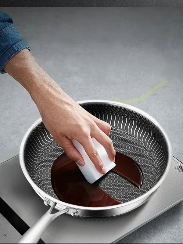 Whole Body Tri-Ply Stainless Steel Frying Pan 316 Stainless Steel Wok Pan Double-sided Honeycomb Skillet Suitable for All Stove - Image 14