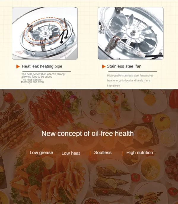 Household Oil-free Air fryer 12L smart visual glass lightwave oven multi-function electric fryer oven air oven - Image 15