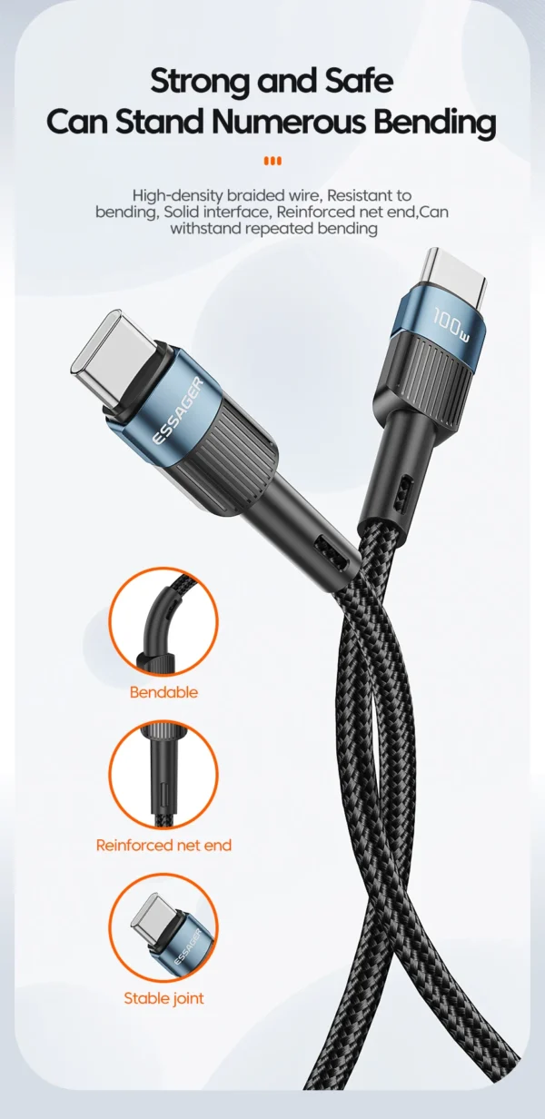 Essager 100W C To C Type C Cable USB C PD Fast Charging Charger Wire Cord For Macbook Samsung Xiaomi Type C USB C Cable - Image 17