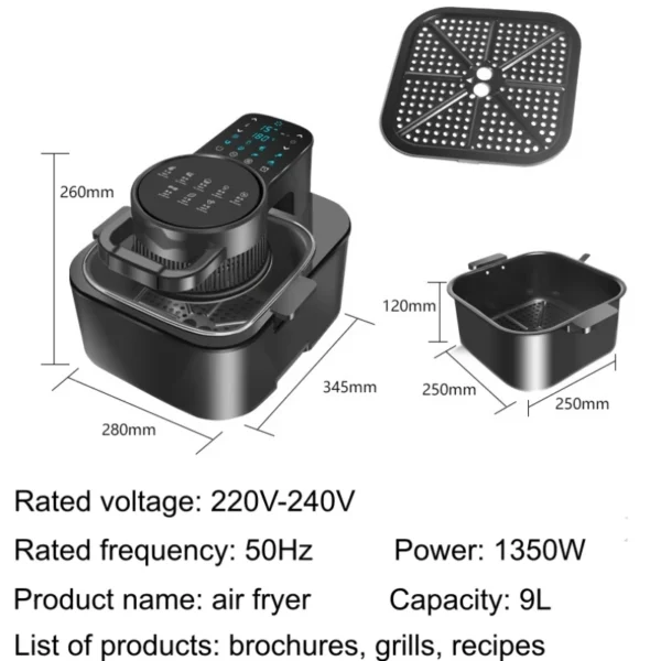 New Visual Air Fryer Home Intelligent Large-Capacity 9L Automatic Intelligent Oven Potato Chips Integrated Machine - Image 2
