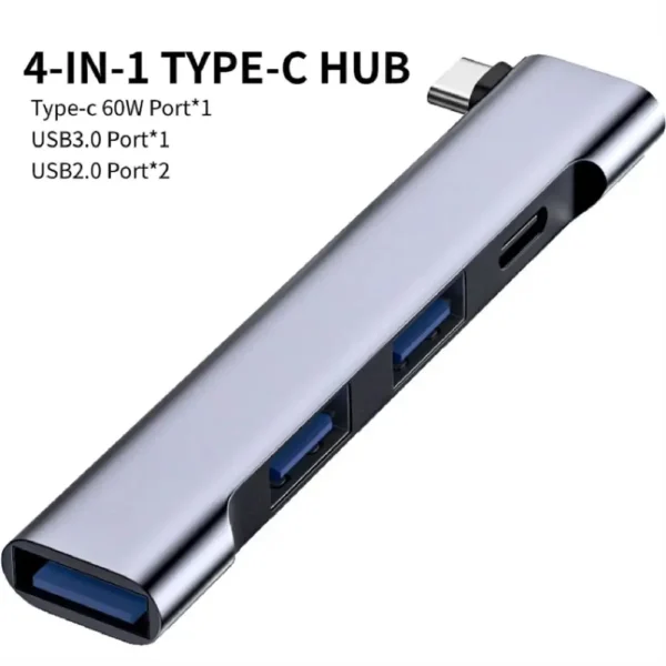 4-in-1 USB C HUB 3.0 PD 60W Type C 3.1 Multi Ports USB Splitter OTG Adapter USB HUB For Xiaomi Lenovo Macbook Pro 13 15 Air Pro - Image 7