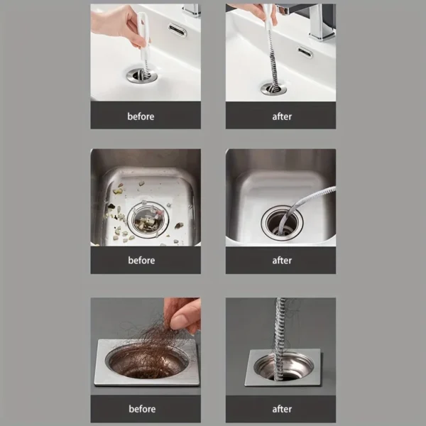 Water Pipe Dredging Brush Pipe Dredging Device Sewer Hair Cleaner Face Washing Water Pool Floor Drain Dredging Cleaning Brush - Image 4