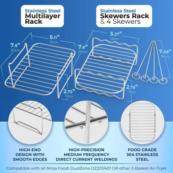 3-layers Air Fryers Rack Stackable Grid Grilling Rack Stainless Steel Anti-corrosion Home Kitchen Oven Steamer Cooker Gadgets - Image 26