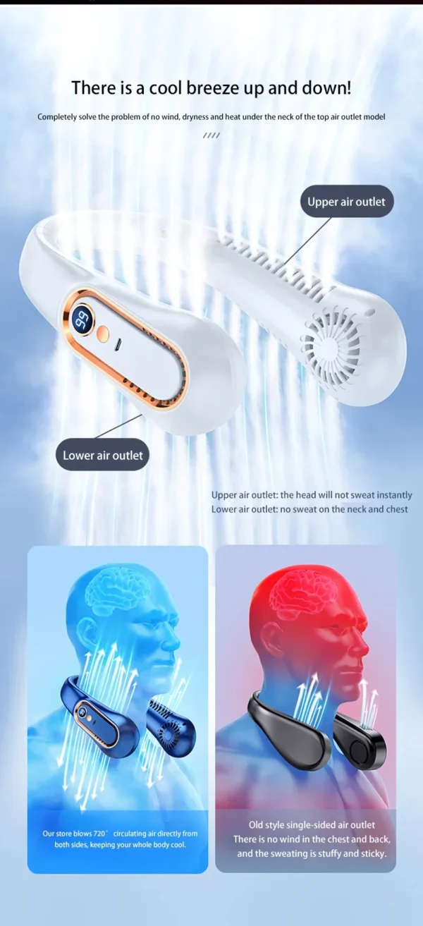 Xiaomi Hanging Neck Fan Portable Bladeless Neckband Fan Digital Display Power Air Cooler USB Rechargeable Electric Fans Summer - Image 15