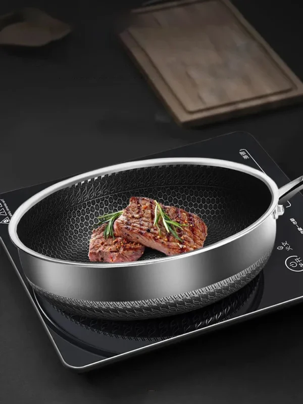 Whole Body Tri-Ply Stainless Steel Frying Pan 316 Stainless Steel Wok Pan Double-sided Honeycomb Skillet Suitable for All Stove - Image 16