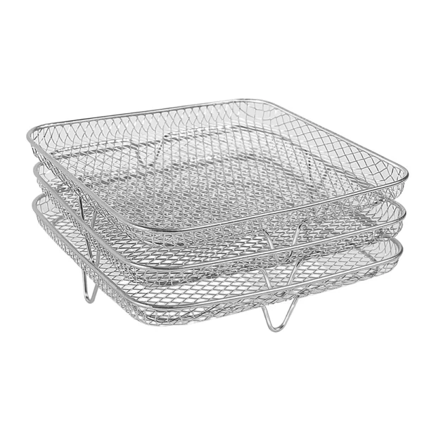 3-layers Air Fryers Rack Stackable Grid Grilling Rack Stainless Steel Anti-corrosion Home Kitchen Oven Steamer Cooker Gadgets - Image 21