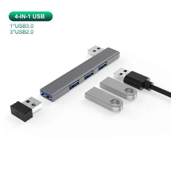4-in-1 USB C HUB 3.0 PD 60W Type C 3.1 Multi Ports USB Splitter OTG Adapter USB HUB For Xiaomi Lenovo Macbook Pro 13 15 Air Pro - Image 9