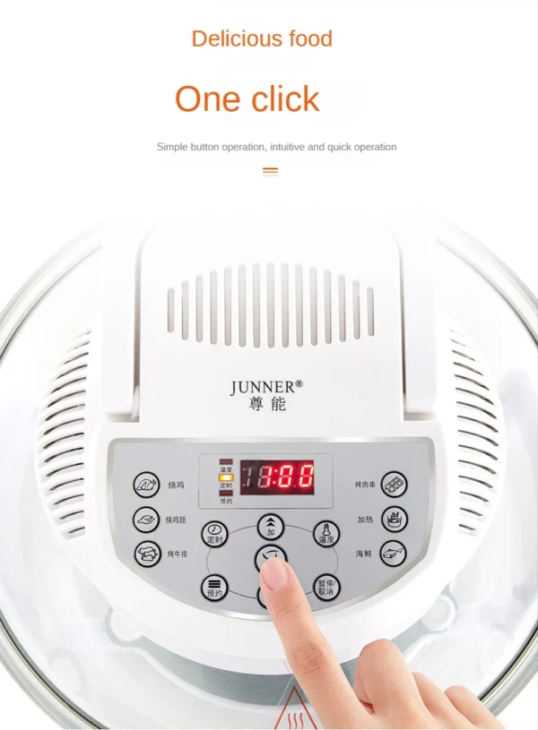 Household Oil-free Air fryer 12L smart visual glass lightwave oven multi-function electric fryer oven air oven - Image 19