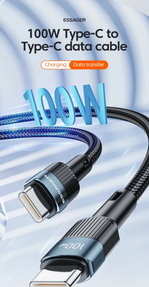 Essager 100W C To C Type C Cable USB C PD Fast Charging Charger Wire Cord For Macbook Samsung Xiaomi Type C USB C Cable - Image 11