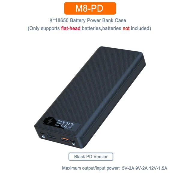 PD QC3.0 Quick Charge Battery 8 x18650 Power Bank Case Welding Free Dual USB 18650 Holder Storage Box Powerbank For Mobile Phone - Image 7