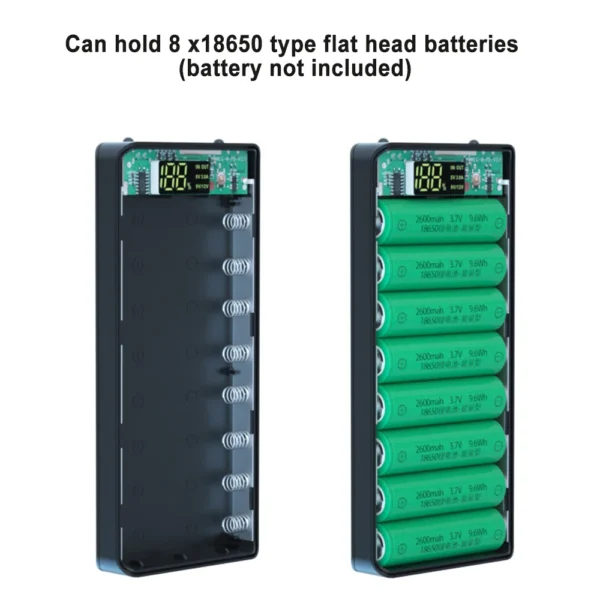 PD QC3.0 Quick Charge Battery 8 x18650 Power Bank Case Welding Free Dual USB 18650 Holder Storage Box Powerbank For Mobile Phone - Image 15
