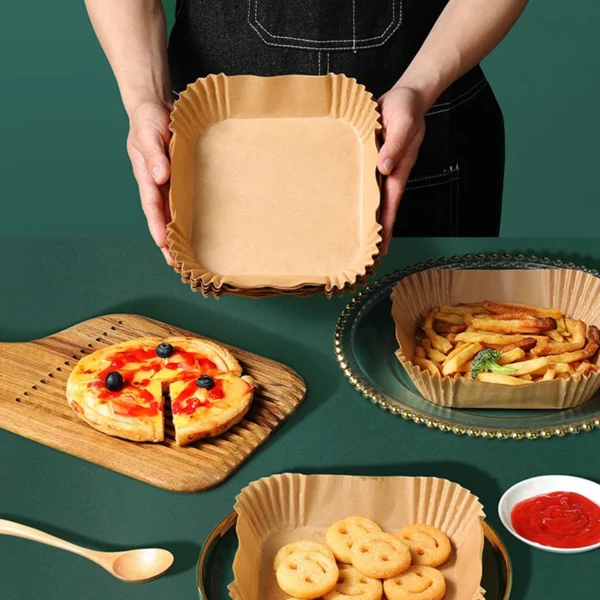 100Pcs Air Fryer Paper Oil Proof Isolation Paper Tray Disposable Non Stick Baking Pad Convenient And Durable Air Fryer Square - Image 7