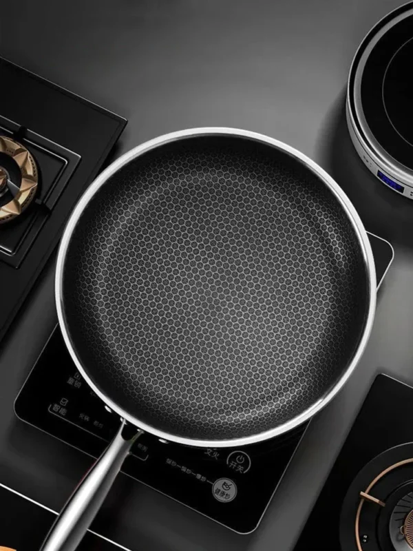 Whole Body Tri-Ply Stainless Steel Frying Pan 316 Stainless Steel Wok Pan Double-sided Honeycomb Skillet Suitable for All Stove - Image 17