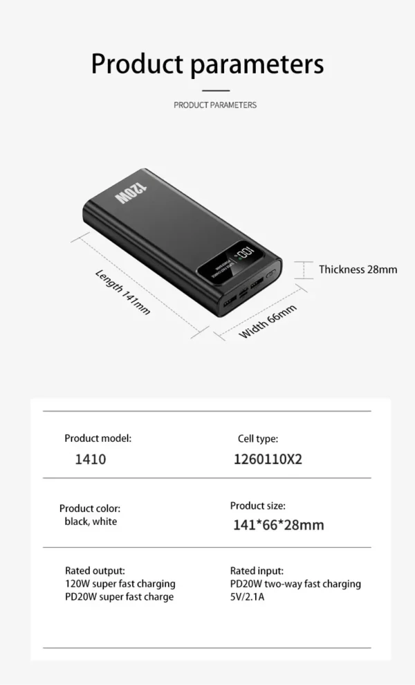 200000mAh Power Bank 120W Super Fast Charging Battery High Capacity Digital Display Power Bank For Huawei Xiaomi iphone Samsung - Image 28