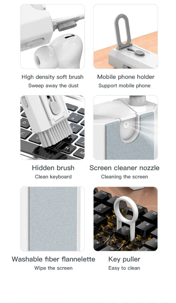 8 in 1 Cleaner Kit Computer Keyboard Cleaner Brush Earphones Cleaning Pen For Airpods Headset Phones Clean Tools Keycap Puller - Image 15
