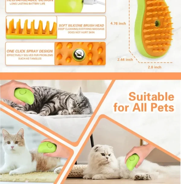 Cat Brush Steamy Dog Brush Electric Spray Cat Hair Brushes Pet Grooming Comb Hair Removal Massage Pet Accessories - Image 13