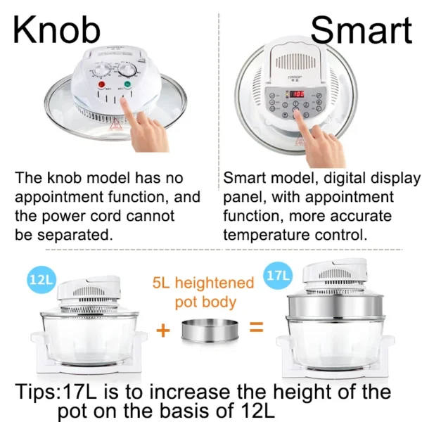 Household Oil-free Air fryer 12L smart visual glass lightwave oven multi-function electric fryer oven air oven - Image 3