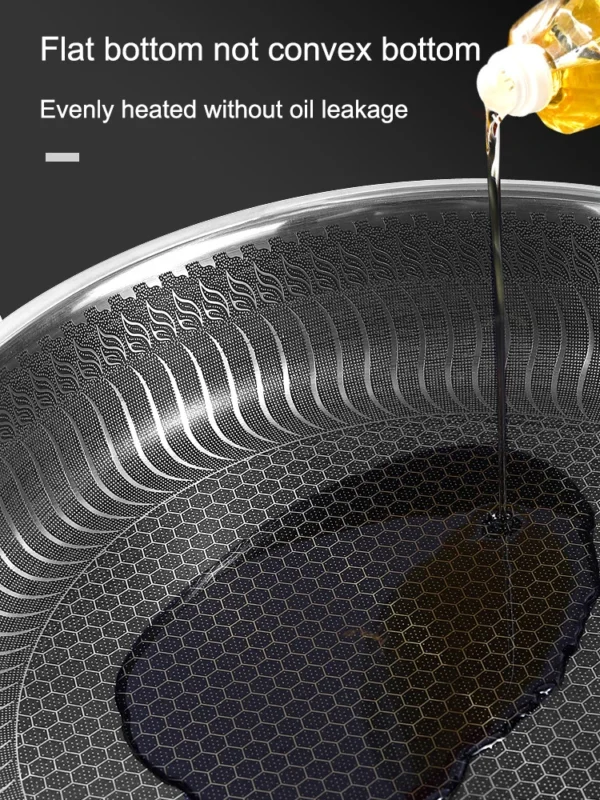 Whole Body Tri-Ply Stainless Steel Frying Pan 316 Stainless Steel Wok Pan Double-sided Honeycomb Skillet Suitable for All Stove - Image 10