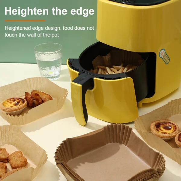 100Pcs Air Fryer Paper Oil Proof Isolation Paper Tray Disposable Non Stick Baking Pad Convenient And Durable Air Fryer Square - Image 8