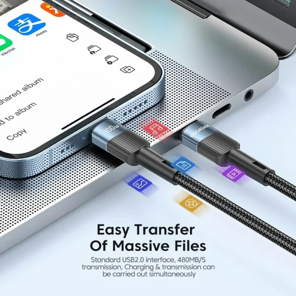 Essager 100W C To C Type C Cable USB C PD Fast Charging Charger Wire Cord For Macbook Samsung Xiaomi Type C USB C Cable - Image 6