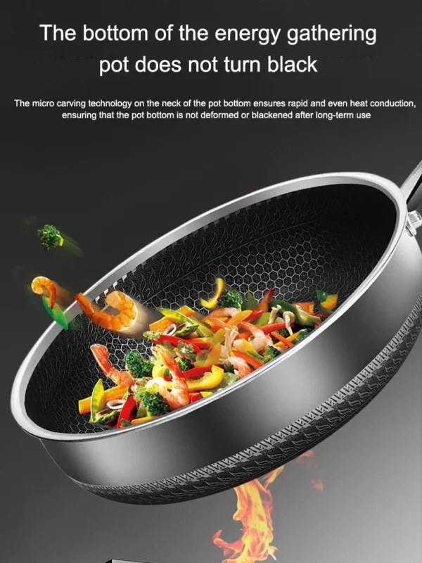 Whole Body Tri-Ply Stainless Steel Frying Pan 316 Stainless Steel Wok Pan Double-sided Honeycomb Skillet Suitable for All Stove - Image 8