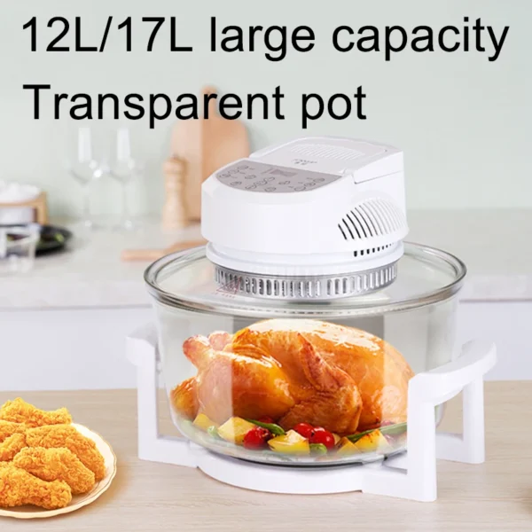 Household Oil-free Air fryer 12L smart visual glass lightwave oven multi-function electric fryer oven air oven - Image 2
